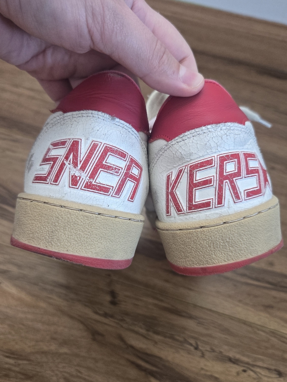 Golden Goose Ball Star White Leather Sneakers with Blue & Red Star Size 39 - Picture 6 of 6